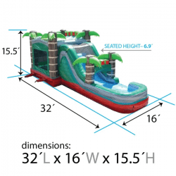 Mega20Tropical20Red20Marble20Water20Slide20Bounce20House20Combo20Deminsions 1714015505 Mega Tropical Red Marble Water Slide Bounce House Combo